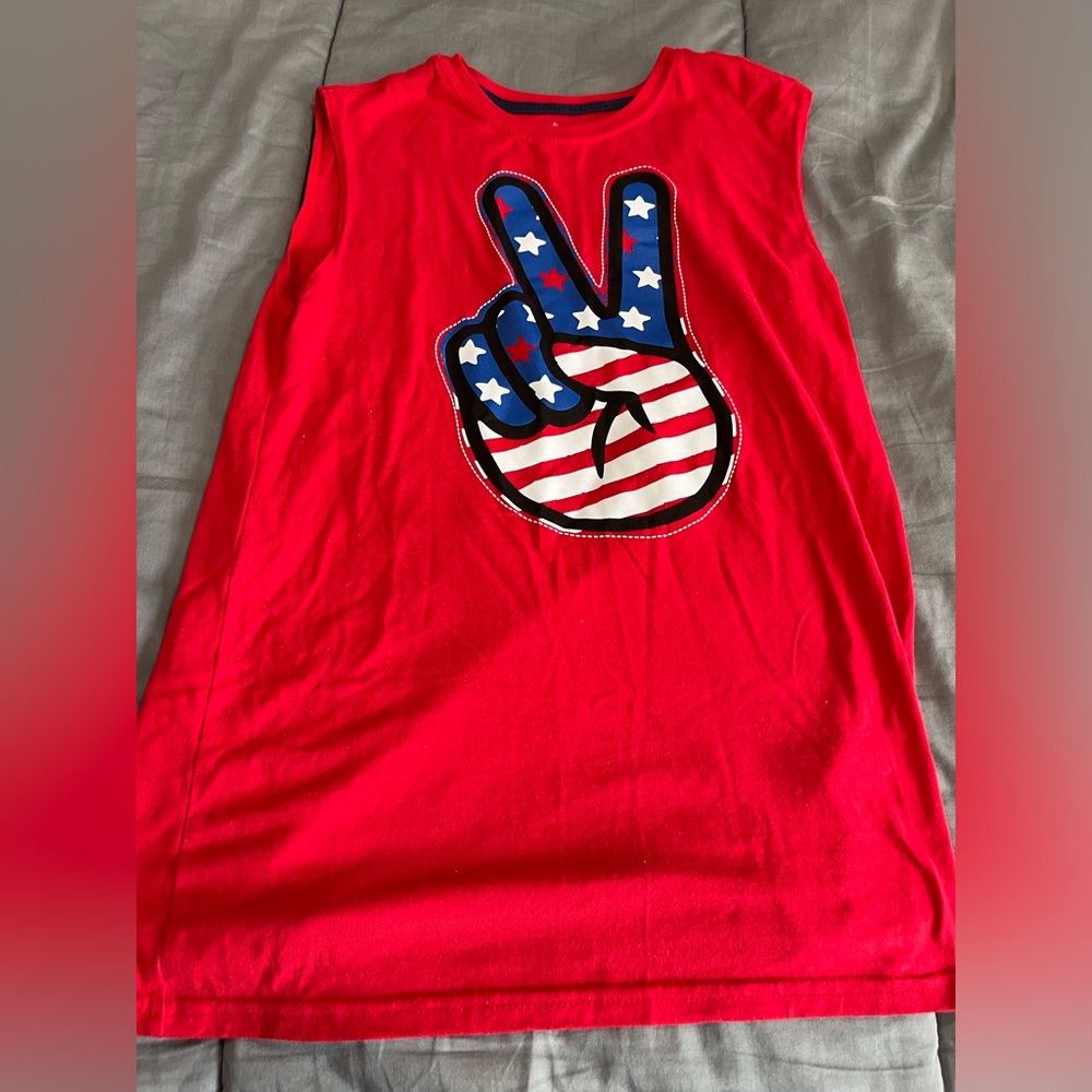 Celebrate Peace out American flag sleeveless shirt